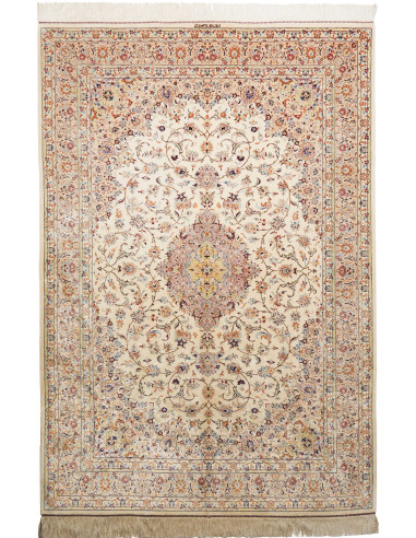 Ghom Seta Persia argento e grigio ardesia scuro 138x200