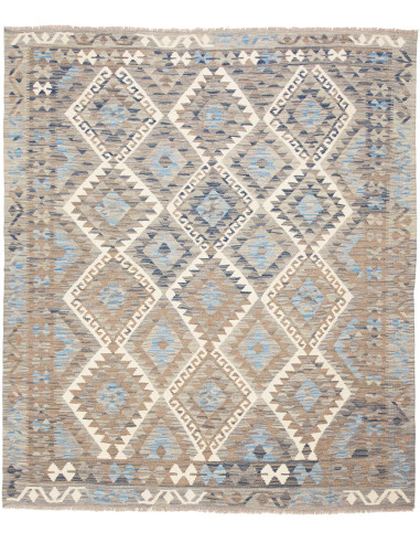 Kilim Pakistan grigio scuro e bianco antico 162x187