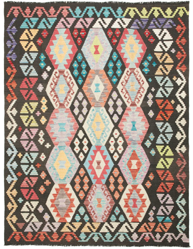 Kilim Pakistan argento e verde oliva scuro 157x204