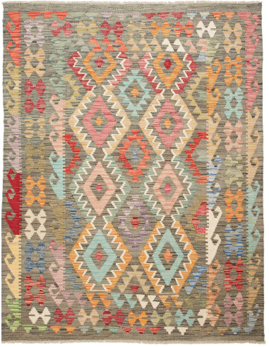 Kilim Pakistan marrone rosato e legno robusto 154x200
