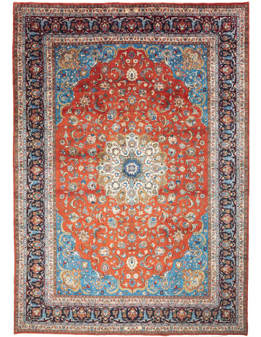Sarough Persia rosso indiano e grigio ardesia scuro 250x356
