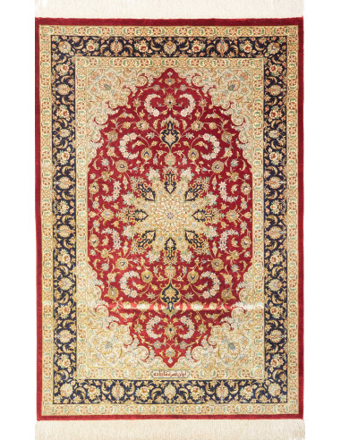 Ghom Seta Persia abbronzatura e marrone 80x121