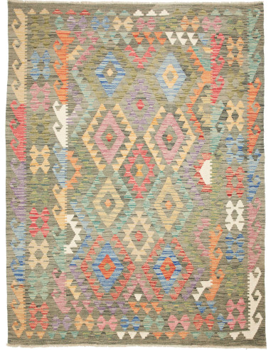 Kilim Pakistan marrone rosato e gainsboro 159x211