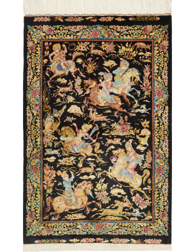 Ghom Seta Persia abbronzatura e marrone sella 81x124