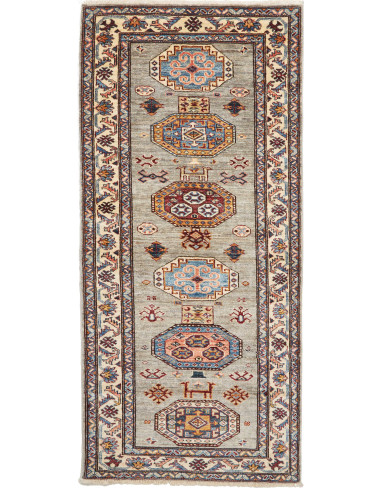 Kazak Fine Pakistan marrone rosato e marrone sella 80x183