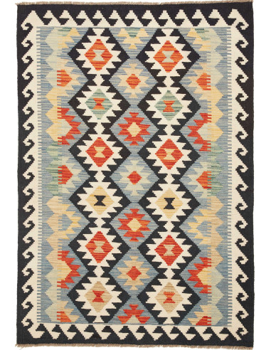 Kilim Pakistan argento e grigio ardesia scuro 104x152