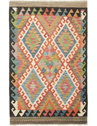 Kilim Pakistan marrone rosato e gainsboro 100x156