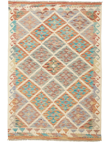 Kilim Pakistan abbronzatura e blu cadetto 98x144