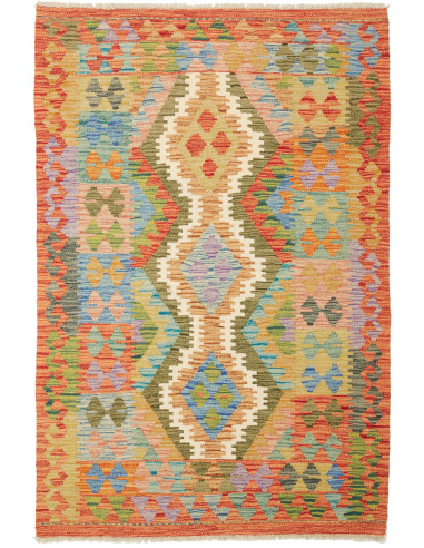 Kilim Pakistan kaki scuro e marrone 104x153