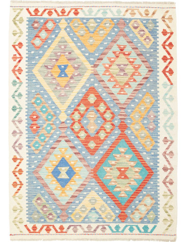 Kilim Pakistan grigio chiaro e bianco antico 107x148