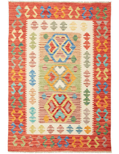 Kilim Pakistan salmone scuro e marrone 100x142