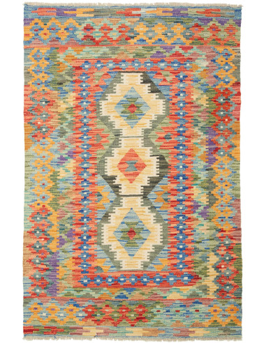 Kilim Pakistan marrone rosato e grigio chiaro 103x152