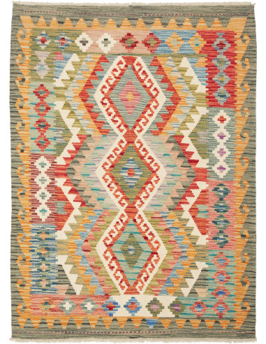 Kilim Pakistan marrone rosato e grigio ardesia scuro 105x145