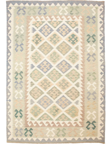 Kilim Pakistan grigio chiaro e grano 168x239