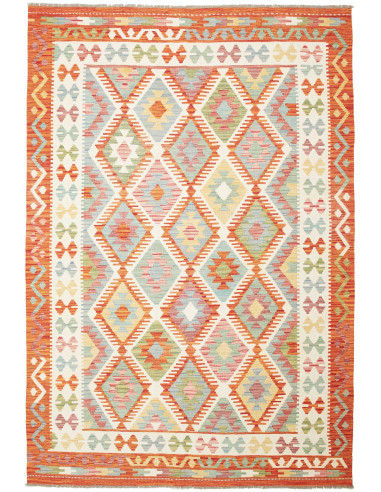 Kilim Pakistan grigio chiaro e terra di siena 165x243