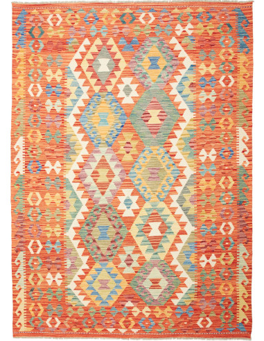 Kilim Pakistan salmone scuro e cioccolato 172x241