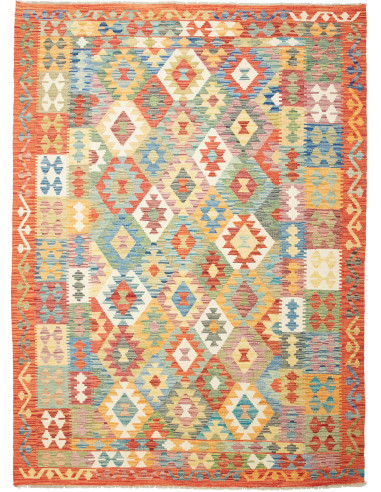 Kilim Pakistan abbronzatura e grigio tenue 179x247