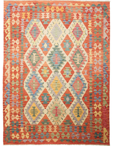 Kilim Pakistan marrone rosato e marrone 176x240