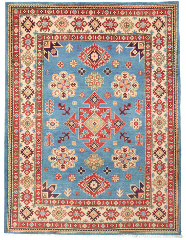 Kazak Pakistan grigio scuro e blu cadetto 149x197