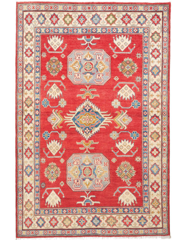 Kazak Pakistan argento e cremisi 121x186