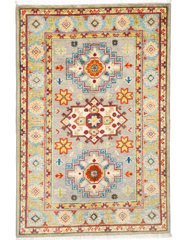 Kazak Pakistan argento e grigio ardesia scuro 83x125