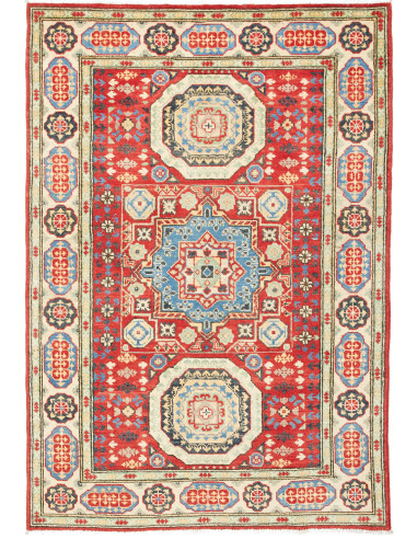 Kazak Pakistan argento e rosso indiano 119x173