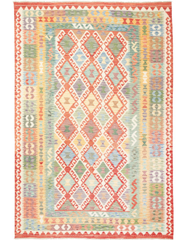 Kilim Pakistan grano e salmone scuro 199x298