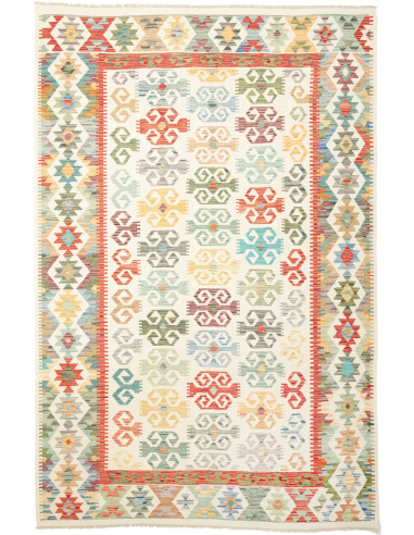 Kilim Pakistan gainsboro e rosso indiano 201x302