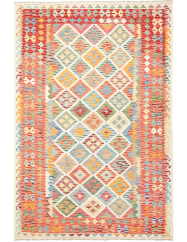 Kilim Pakistan grano e salmone scuro 192x291
