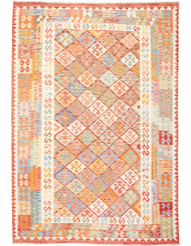 Kilim Pakistan grano e rosso indiano 205x297