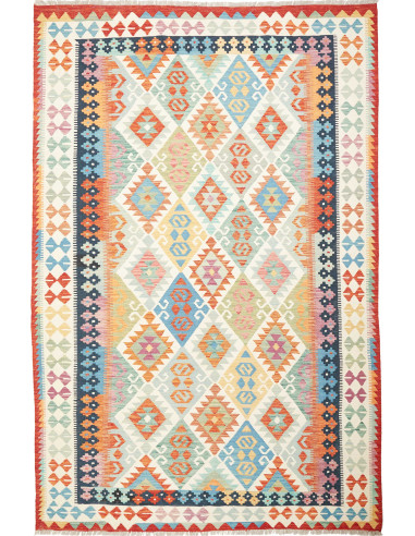 Kilim Pakistan grigio chiaro e grigio ardesia scuro 202x306