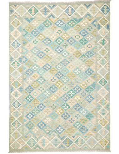 Kilim Pakistan grigio chiaro e grigio chiaro 204x296