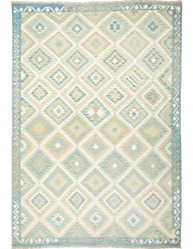 Kilim Pakistan grigio chiaro e grigio scuro 200x291