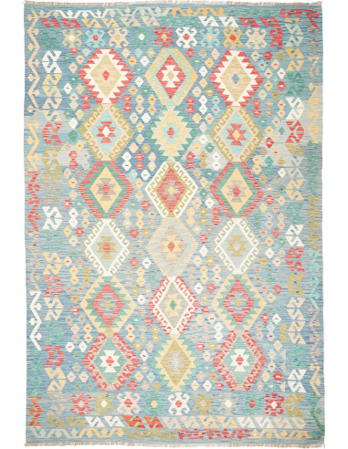 Kilim Pakistan argento e grigio scuro 211x309