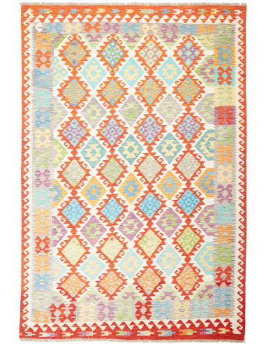 Kilim Pakistan grigio chiaro e cioccolato 203x298