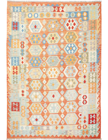 Kilim Pakistan grigio chiaro e grigio chiaro 205x298