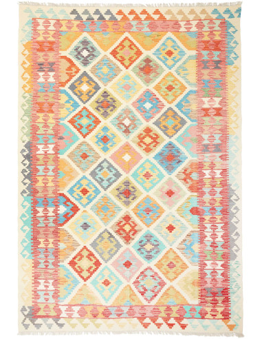 Kilim Pakistan grano e salmone scuro 200x290