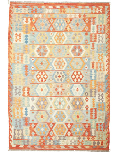 Kilim Pakistan grigio chiaro e grano 203x294
