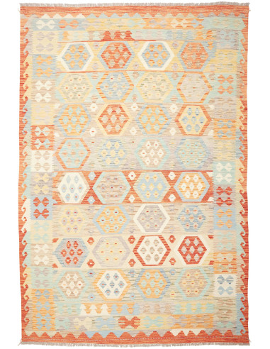 Kilim Pakistan grano e salmone scuro 200x296