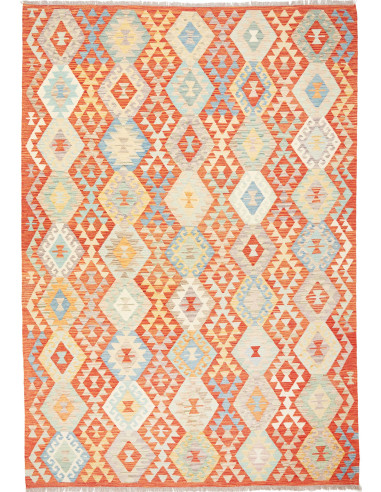 Kilim Pakistan grano e salmone scuro 205x295