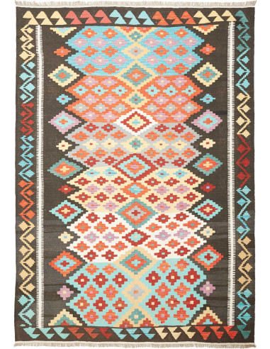 Kilim Pakistan grigio chiaro e grigio ardesia scuro 208x297