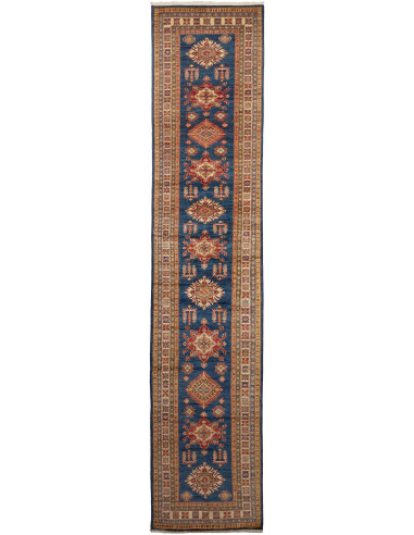 Kazak Fine Pakistan grigio tenue e salmone scuro 83x386