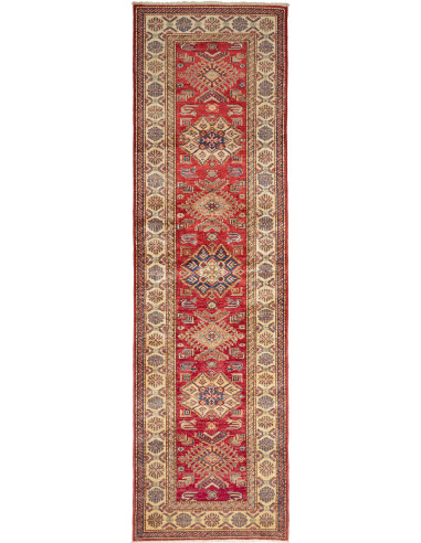 Kazak Fine Pakistan rosso indiano e grigio ardesia scuro 80x290
