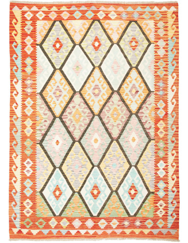 Kilim Pakistan bisque e salmone scuro 176x243