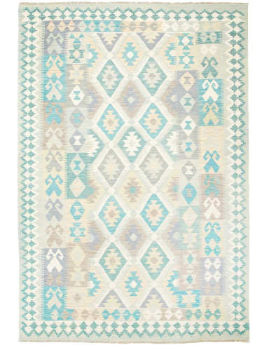 Kilim Pakistan gainsboro e blu cadetto 167x251