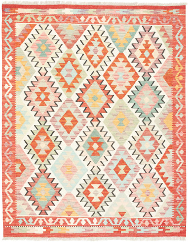 Kilim Pakistan gainsboro e rosso indiano 153x194