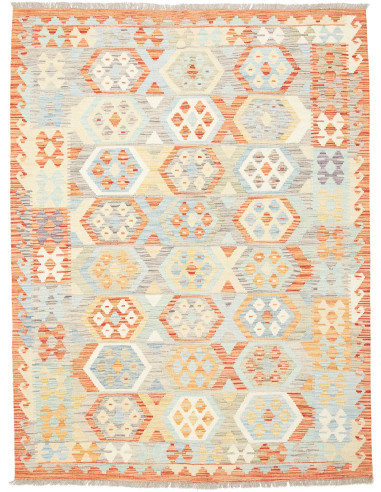 Kilim Pakistan grigio chiaro e rosso indiano 153x201