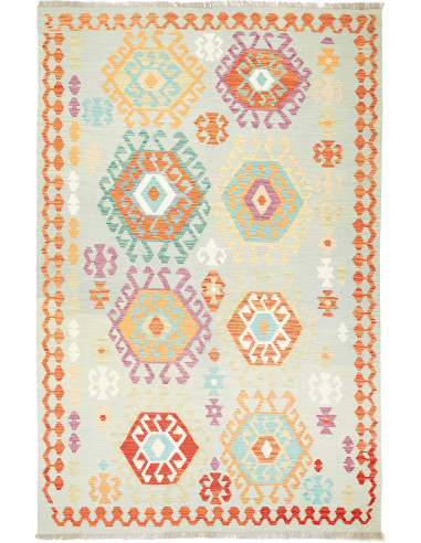 Kilim Pakistan grigio chiaro e perù 171x264