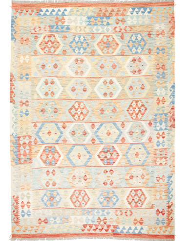 Kilim Pakistan gainsboro e salmone scuro 180x256