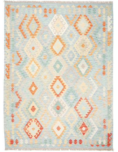 Kilim Pakistan grigio chiaro e rosso indiano 180x248